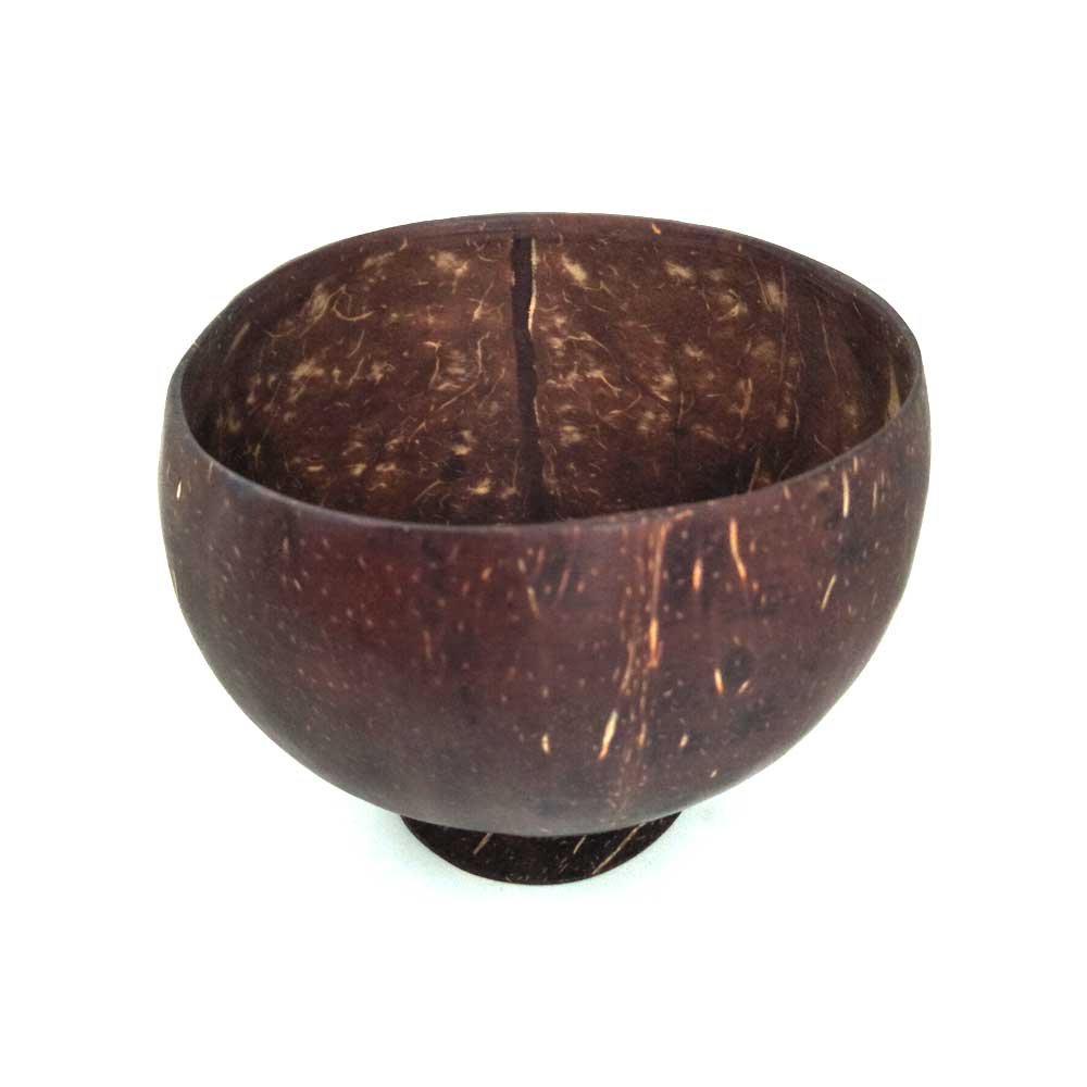 Handcrafted re-usable natural coconut shell bowl large with stand thumbnail 3