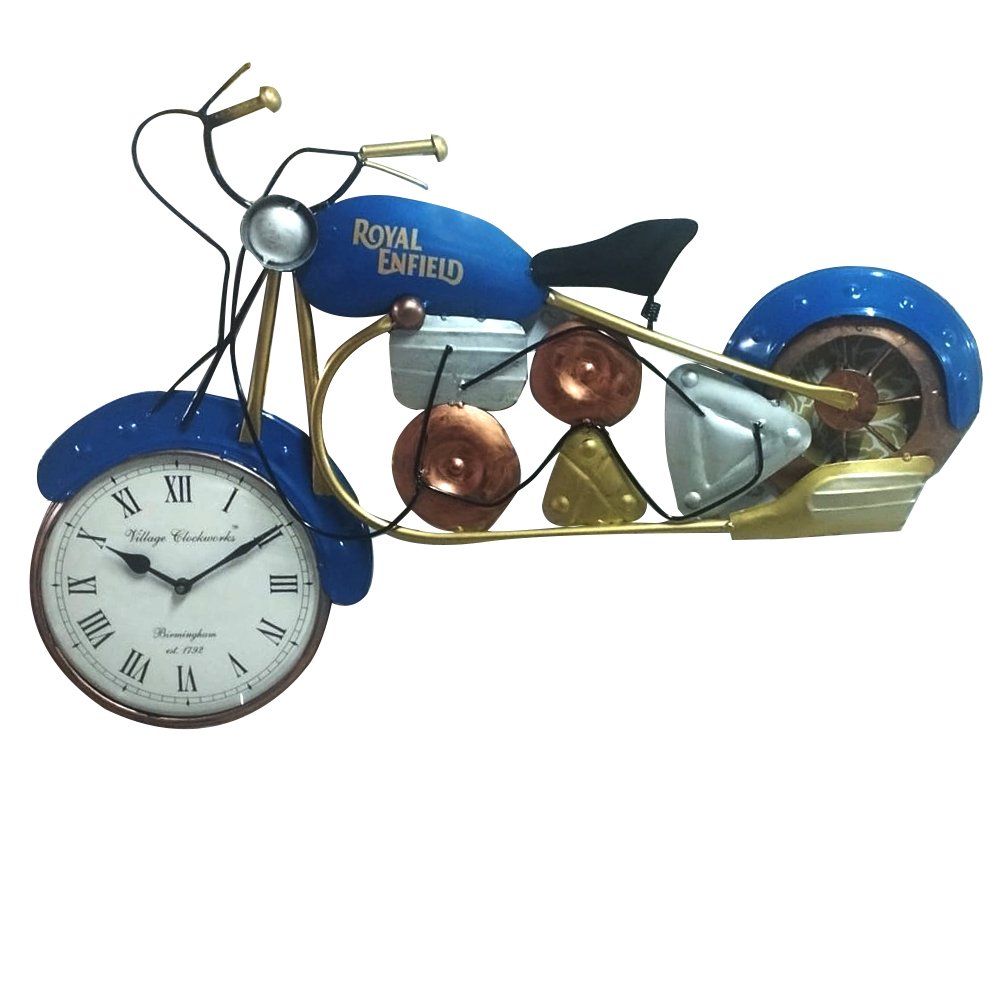 Kauthuk Royal Enfield Motor Bike with clock wall hang in metal for room decor thumbnail 1
