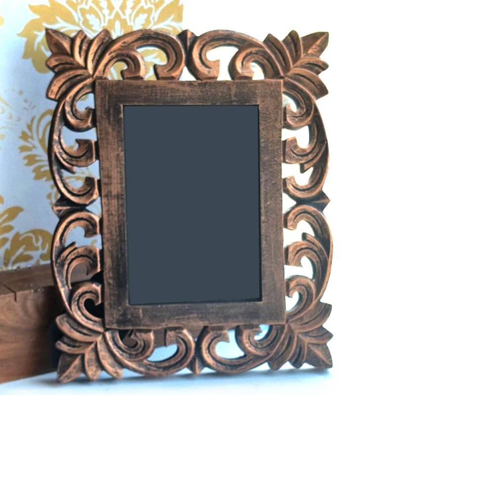 Antique Styled Floral Wooden Carved Photo Frame for Gifting and Decor thumbnail 1