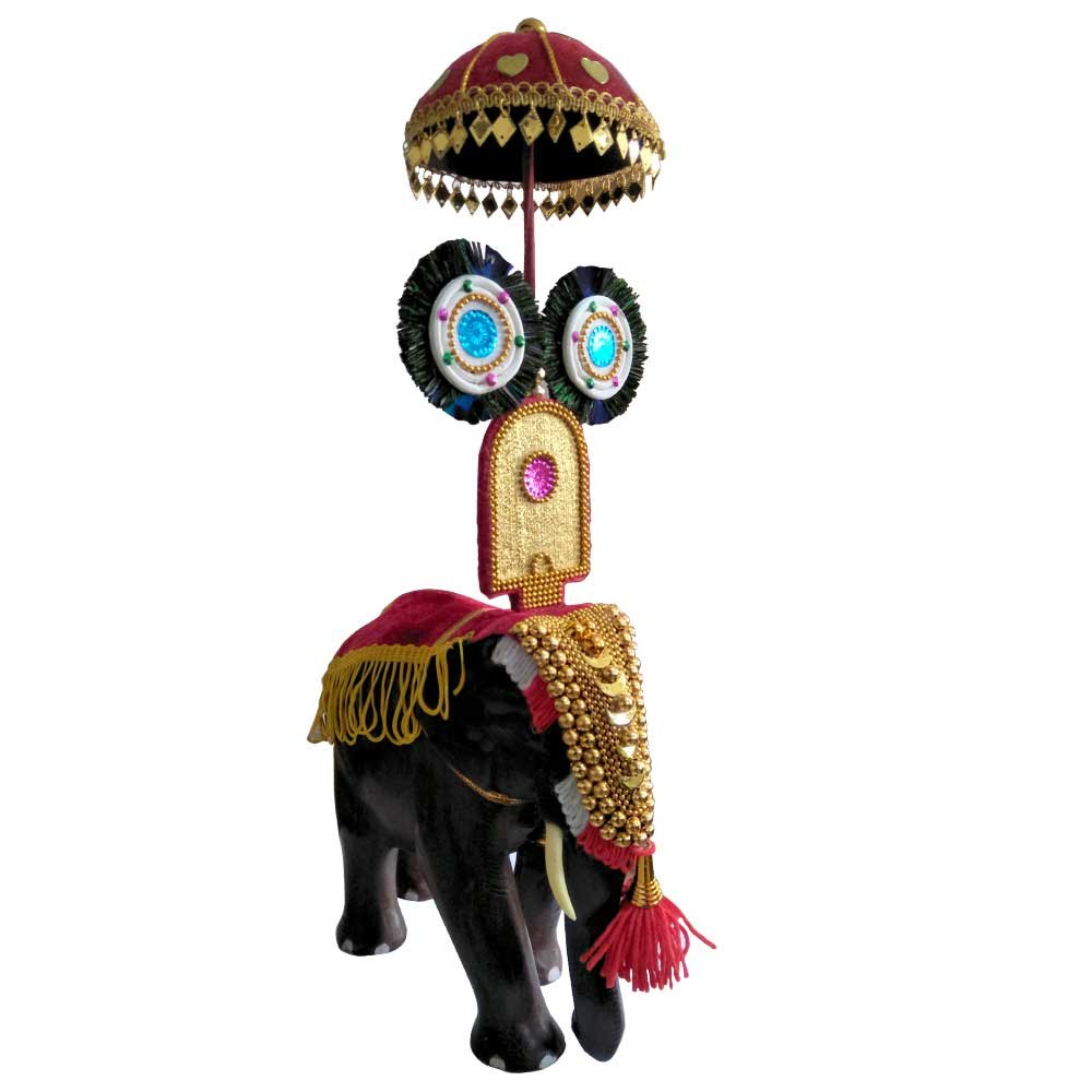 Rosewood Crafted Pooram Festival Elephant Miniature with Decorative Caparison thumbnail 1