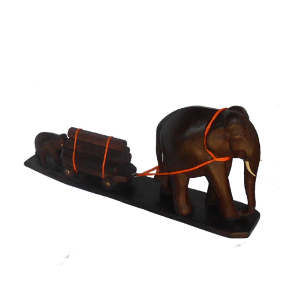 Rosewood crafted Miniature of Traditional Elephant Cart for Deor & Gifting thumbnail 3