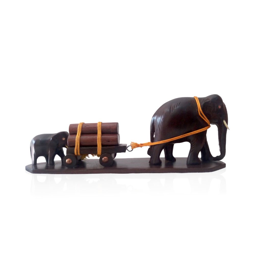 Handcrafted Antique Design Traditional Elephant Cart in Rosewood for Home Decor & Gift Purposes thumbnail 3