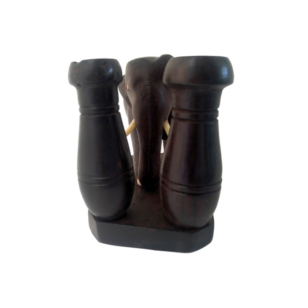 Rosewood Crafted Elephant Pen Pencil Stand with A Single Elephant Head Model for Home Office Decor
