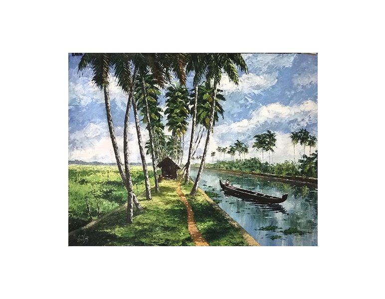 Kerala Watercolor Painting on Paper for Home Wall Decor 48X36 inches