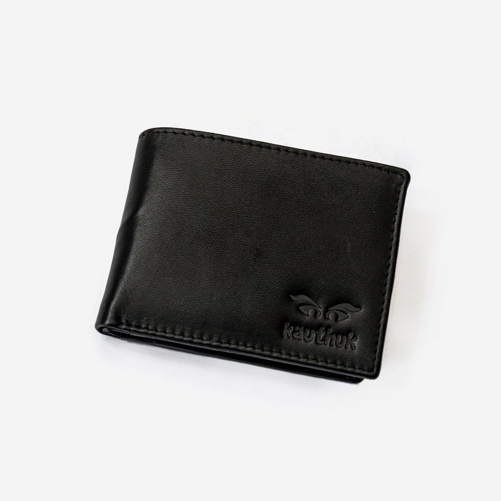 Classic Black Textured Genuine Leather Wallet for Men - Stylish Design with Ample Card Storage, ID & Photo Pocket, Durable Finish thumbnail 1