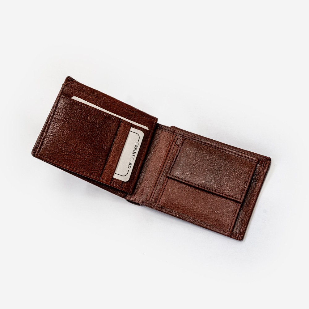 Classic Brown Textured Genuine Leather Wallet for Men - Stylish Design with Ample Card Storage, ID & Photo Pocket, Durable Finish thumbnail 3