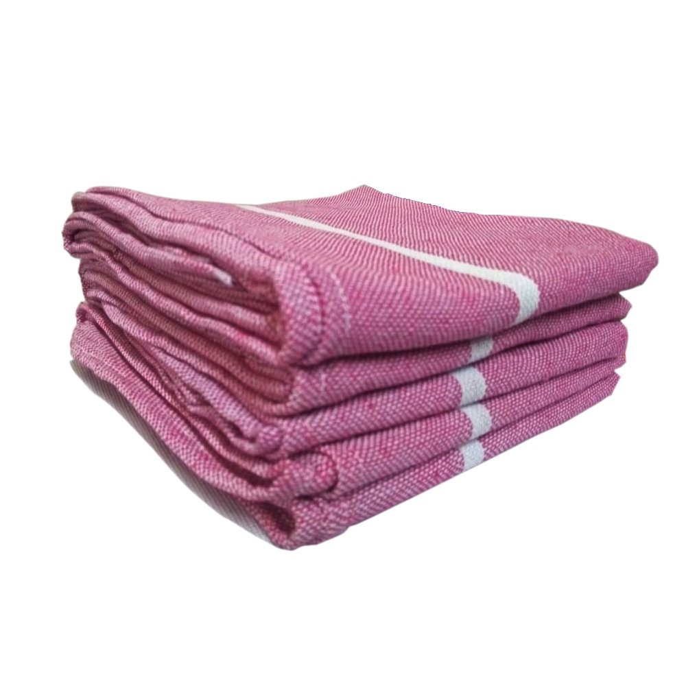 Light Edge Stitched Cotton Bath Towel Thorthu For Bathroom & Multipurpose Use (Rose, Set of 3) thumbnail 1