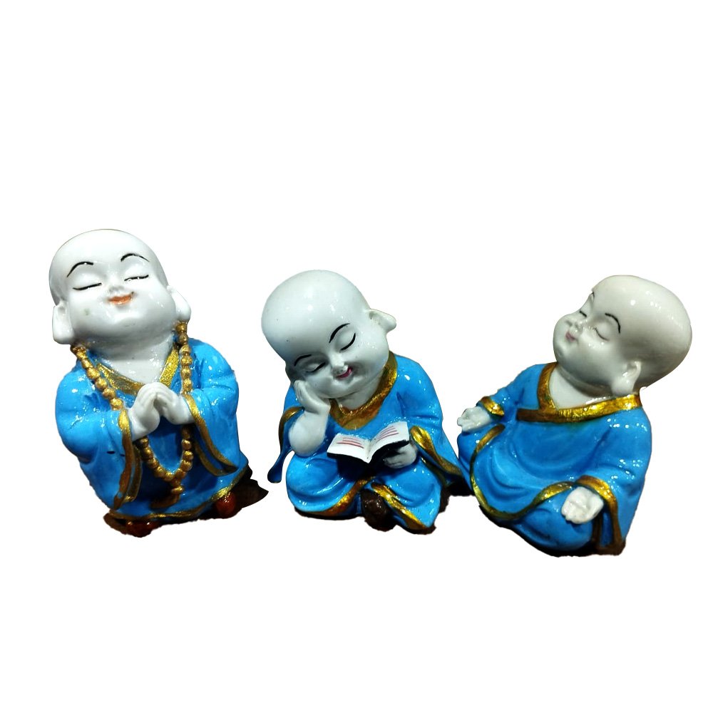 Set of 3 Buddha Monks in different postures for Home Décor/Children Room Décor/Vastu/Fengshui/Gifts thumbnail 3