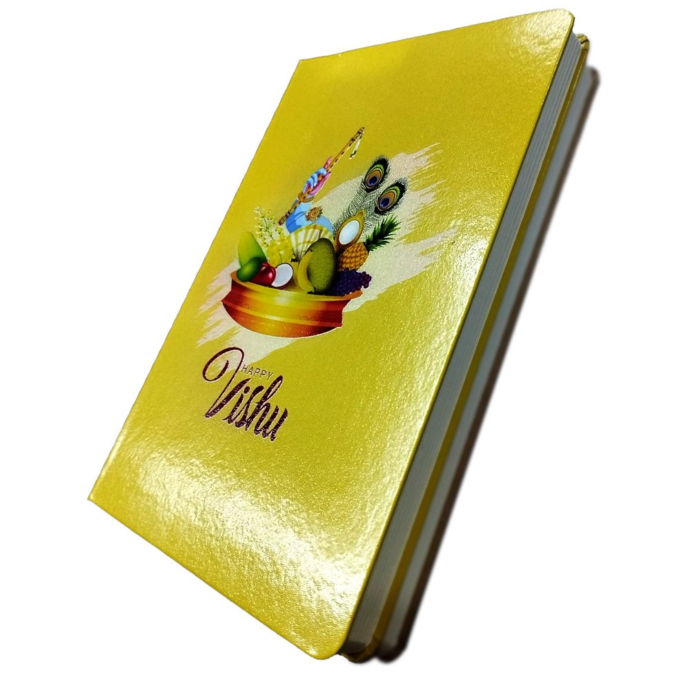 Happy Vishu Greetings Hardbound Journals A5 size for Souvenir Gifting (White)